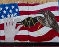 Painted plywood mural in Deep Ellum, Dallas, during the George Floyd protests.