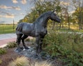 Bronze horse on a traffic circle in the City of Colleyville, Texas.