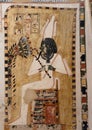 Osiris portion of a fresco in the south wing end wall of the transverse chamber of TT69 featuring the worship of Osiris.