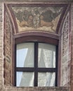 Outside window vault fresco in the Lion and Leopard room of the Fortress of Vignola near Modena, Italy.