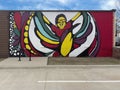 Colorful mural titled \'Limitless\' by Ebony Iman, part of the public art collection of Edmond, Oklahoma.