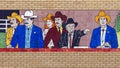 Painted Ceramic tile mural above the entrance to the Will Rogers Equestrian Center in Fort Worth, Texas.