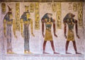 Painting of gods on a wall in the tomb of Rameses III, number 11, in the Valley of the Kings in Luxor, Egypt.