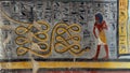 Painting of the god Atum in the tomb of Rameses I, number 16 in the Valley of the Kings in Luxor, Egypt.