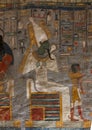 Painting of the god Osiris tomb number 16 of Rameses I in the Valley of the Kings in Luxor, Egypt. Royalty Free Stock Photo