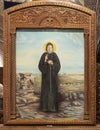 Painting of the martyr St. Bashnouna Al Makary inside the Cavern Church known as Abu Serga in Coptic Christian Cairo, Egypt. Royalty Free Stock Photo