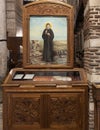 Painting of the martyr St. Bashnouna Al Makary inside the Cavern Church known as Abu Serga in Coptic Christian Cairo, Egypt.