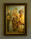 Painting of 3 Saints by the Master of the Sagramoso Libary in The Pinacota Ambrosiana, Ambrosian art gallery in Milan, Italy