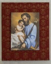 Painting of Saint Joseph holding his son Jesus in the Mission of San Jose del Cabo Anuiti.