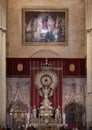 Painting and Silver Altar of the Cathedral of Seville in Seville, Andalusia, Spain.