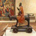 `Palmesel`, a limewood with paint 15th century German statue, on display in the Cloisters in New York City.