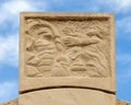 Panel on High Cross sculpture by Eliseo Garcia at Saint Philips Episcopal Church in Frisco, Texas. Royalty Free Stock Photo