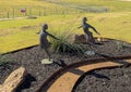 Bronze sculpture titled `Share the Dream` by sculptor Dennis Smith at the Founder`s Plaza Observation Area at DFW Airport. Royalty Free Stock Photo