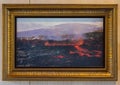 Photograph by David Franzen of `Halemaumau Crater, Kilauea Volcano` painted by David Howard Hitchcock in 1889.