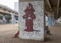 Fire-hydrant and dog bones in Bark Park Central, Deep Ellum, Texas Royalty Free Stock Photo