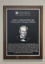 Plaque honoring John Wiegenstein MD, National headquarters, American College of Emergency Physicians, Dallas, Texas Royalty Free Stock Photo