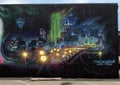 Portion of a large wall mural by Josh Mittag in Dallas, Texas
