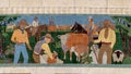 Portion of a long ceramic tile mural by Kenneth Gale at the top of the Amon Carter Auditorium in Fort Worth, Texas.