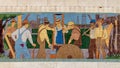 Portion of a long ceramic tile mural by Kenneth Gale at the top of the Amon Carter Auditorium in Fort Worth, Texas.
