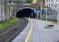 Camogli train station with tracks, Italy