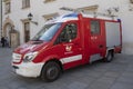 Red operational firefighter truck, Hofburg Palace, Vienna, Austria