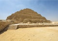 Remains of the Mortuary Temple on the north side of the Step Pyramid of Djoser in Egypt. Royalty Free Stock Photo