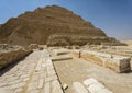 Remains of the Mortuary Temple on the north side of the Step Pyramid of Djoser in Egypt. Royalty Free Stock Photo