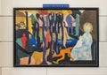 Painting titled `Blue Madonna` by Bob Thompson on display in Detroit Airport.