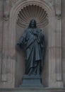 The `Sacred Heart` bronze statue of Jesus in a niche on the front of the Cathedral Basilica of Saints Peter and Paul, Philadelphia Royalty Free Stock Photo