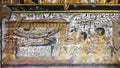 The sarcophagus of Nebenmaat being pulled on a sled in a funerary procession in TT219 at Deir el-Medina.