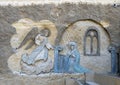 Angel Gabriele informing Mary, wall of the Virgin Mary and St. Simon the Tanner Cathedral,  part of the Monastery of Saint Simon. Royalty Free Stock Photo