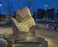 \'Helios\' by artist Linda Fleming in the sculpture garden of Gene Leahy Mall in Omaha Nebraska. Royalty Free Stock Photo