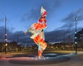 \'Wind Sculpture\' by sculptor Yinka Shonibare in the sculpture garden of Gene Leahy Mall in Omaha Nebraska.
