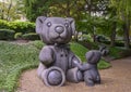 `Teddy Bears`, a sculpture by Jerry Williams on the West side of Exall Lake in Highland Park, Dallas, Texas Royalty Free Stock Photo