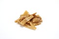Seasoned bamboo shoots that is chinese food in a white background