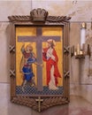 The second of the Fourteen Stations of the Cross inside Christ the King Church in Dallas, Texas. Royalty Free Stock Photo