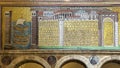 Segment of the lower of three bands of mosaics on the left lateral wall of the Basilica of Sant Apollinare in Ravenna, Italy.