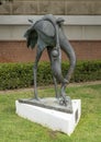 Whimsical bronze sculpture titled `Endangered Species` by David Cargill, located outside the World Trade Center in Dallas, Texas.