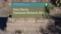 Sign at entrance to Fort Davis National Historic Site in Fort Davis, Texas. Royalty Free Stock Photo