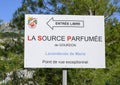 Pictured is a sign for the Lavanderaie de Marie, a site where 140 different varieties of aromatic and medicinal plants are grown.