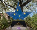 Six foot fiberglass star sculpture titled `Star Light, Star Bright `, by artist Jennifer Silverton in Arlington, Texas Royalty Free Stock Photo