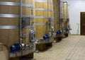 Slavonian oak wine aging casks in the wine cellar of the Capanna Farm, situated to the north of Montalcino.