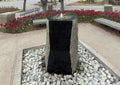 Small fountain in a garden plaza on Broadway in downtown Edmond, Oklahoma.