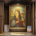 Shrine with Icon of Saint Barbara inside the Coptic Orthodox Church of Saint Barbara in Cairo, Egypt. Royalty Free Stock Photo