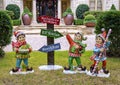 Happy elves in front of an expensive home in Highland Park, Dallas, Texas