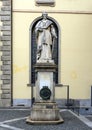Statue of Cardinal Federico Borromeo outside The Pinacota Ambrosiana, the Ambrosian art gallery in Milan, Italy