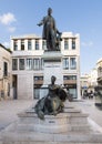 The statue of Sigismondo Castromediano and the personification of Liberty in Lecce, Italy