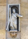 Statue of Saint Andrea on the facade of the Chiesa del Gesu in Piazza Matteotti in Genoa, Italy. Royalty Free Stock Photo
