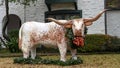 Christmas Texas Longhorn steer statue in Dallas, Texas