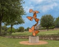 `Life Flutters By`, a steel sculpture by Laura Walters Abrams located in Watercrest Park, Dallas, Texas